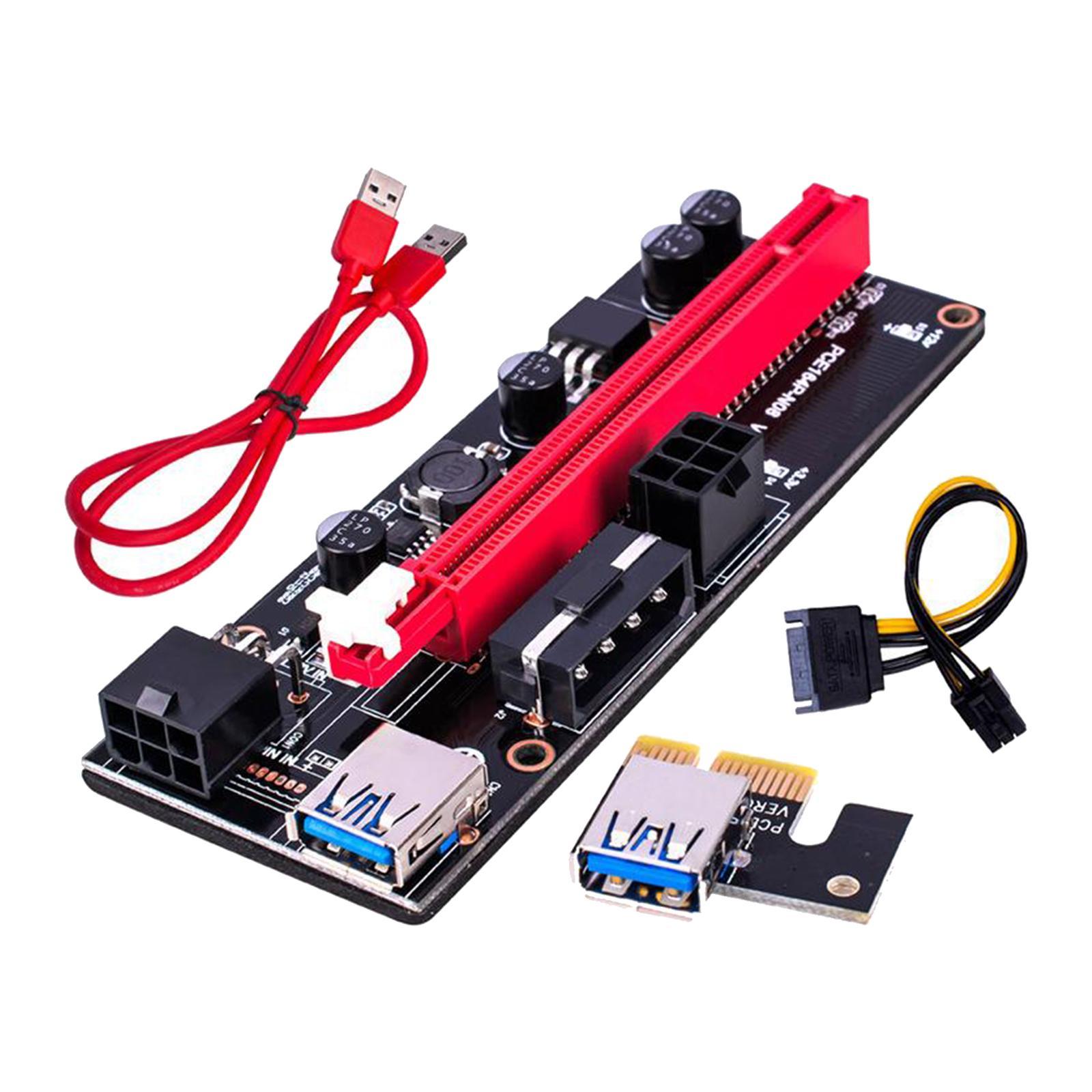 4X PCI-E VER 009S 1x to 16x Graphic Extension USB 3.0 Adapter Red USB Cable