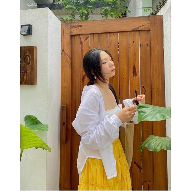 SET ÁO HAI DÂY ÁO SƠ MI KÈM CHÂN VÁY