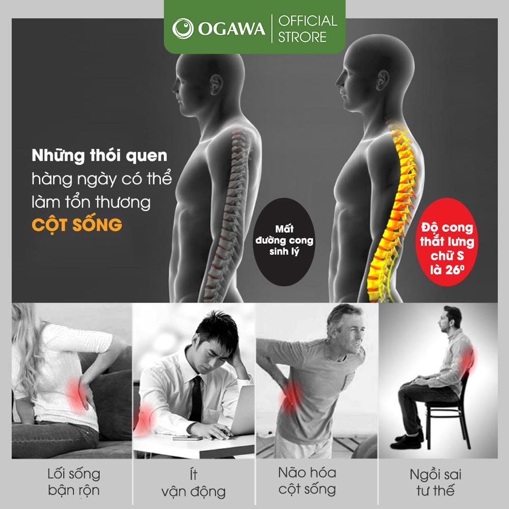 Đệm Massage OGAWA Nắn chỉnh cột sống Comfi Back