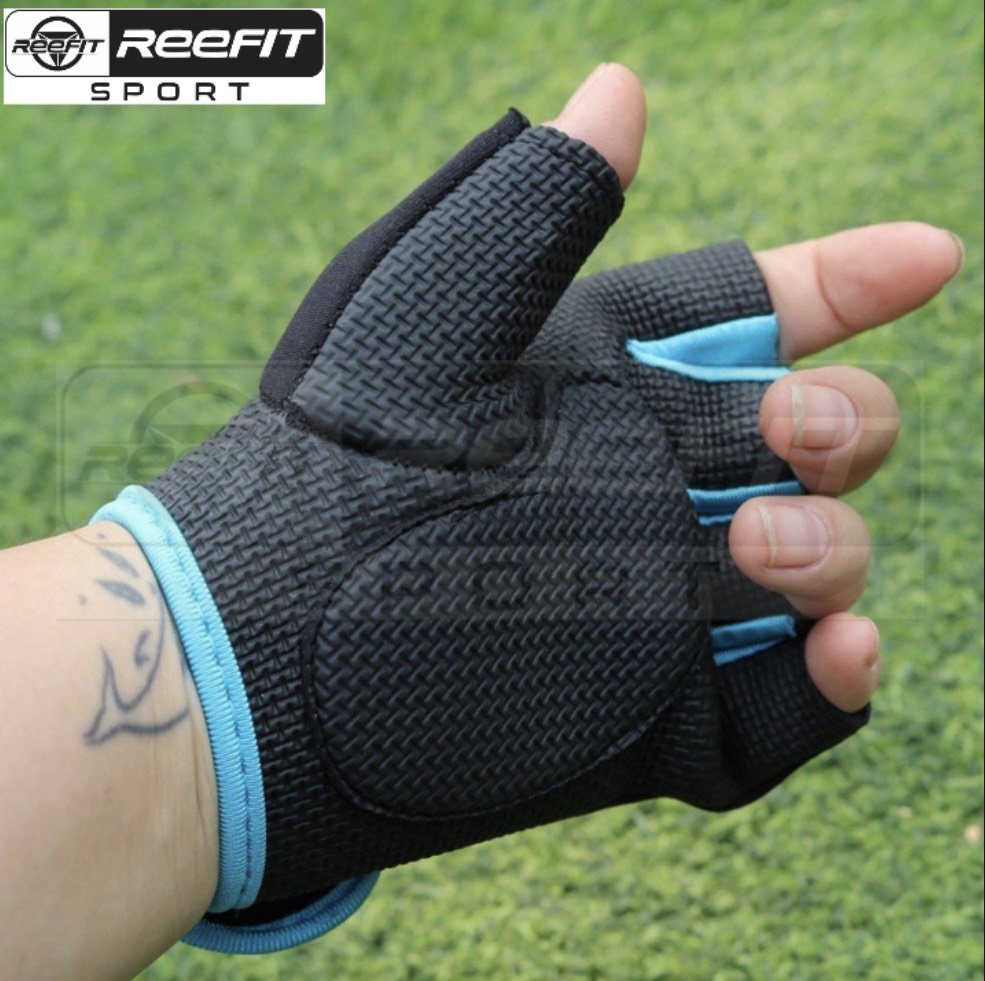 Găng Tay Tập Tạ Gym kết hợp bảo vệ cổ tay chất liệu vải + da cao cấp Reefit Sport RF48099