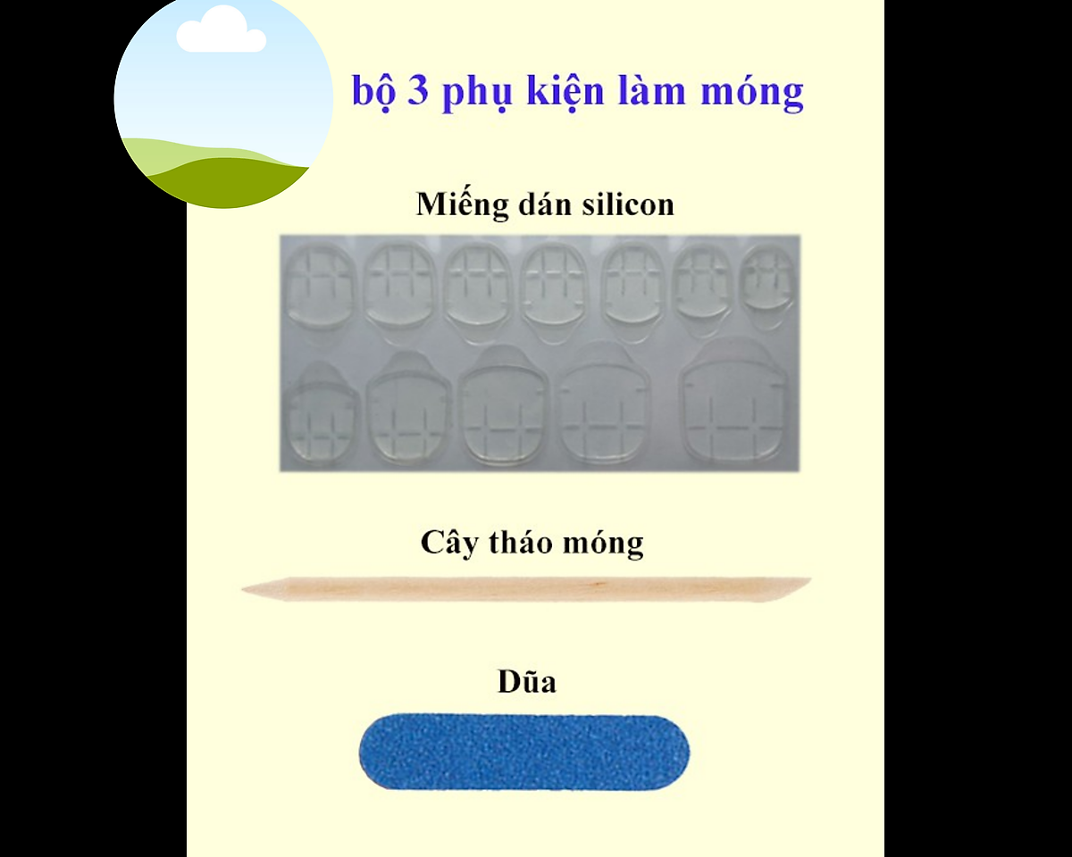 Miếng Dán Móng Silicon 1 Set Gồm 24 Miếng Keo Dán Silicone 2 Mặt Trong Suốt Dán Móng Tay Giả