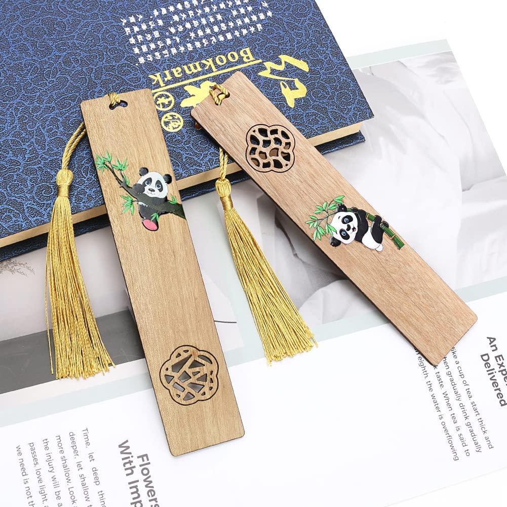 2 chiếc Bookmark bằng gỗ thủ công, Bookmark gỗ tự nhiên Coikes, Panda