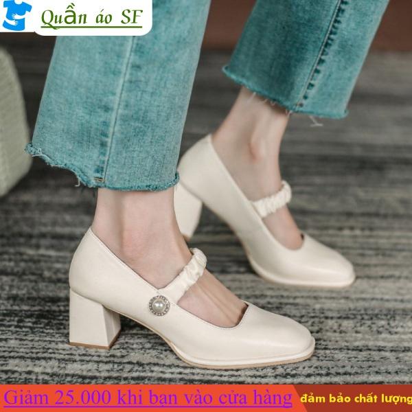 Giày cao gót mũi vuông thời trang xinh xắn cho nữ