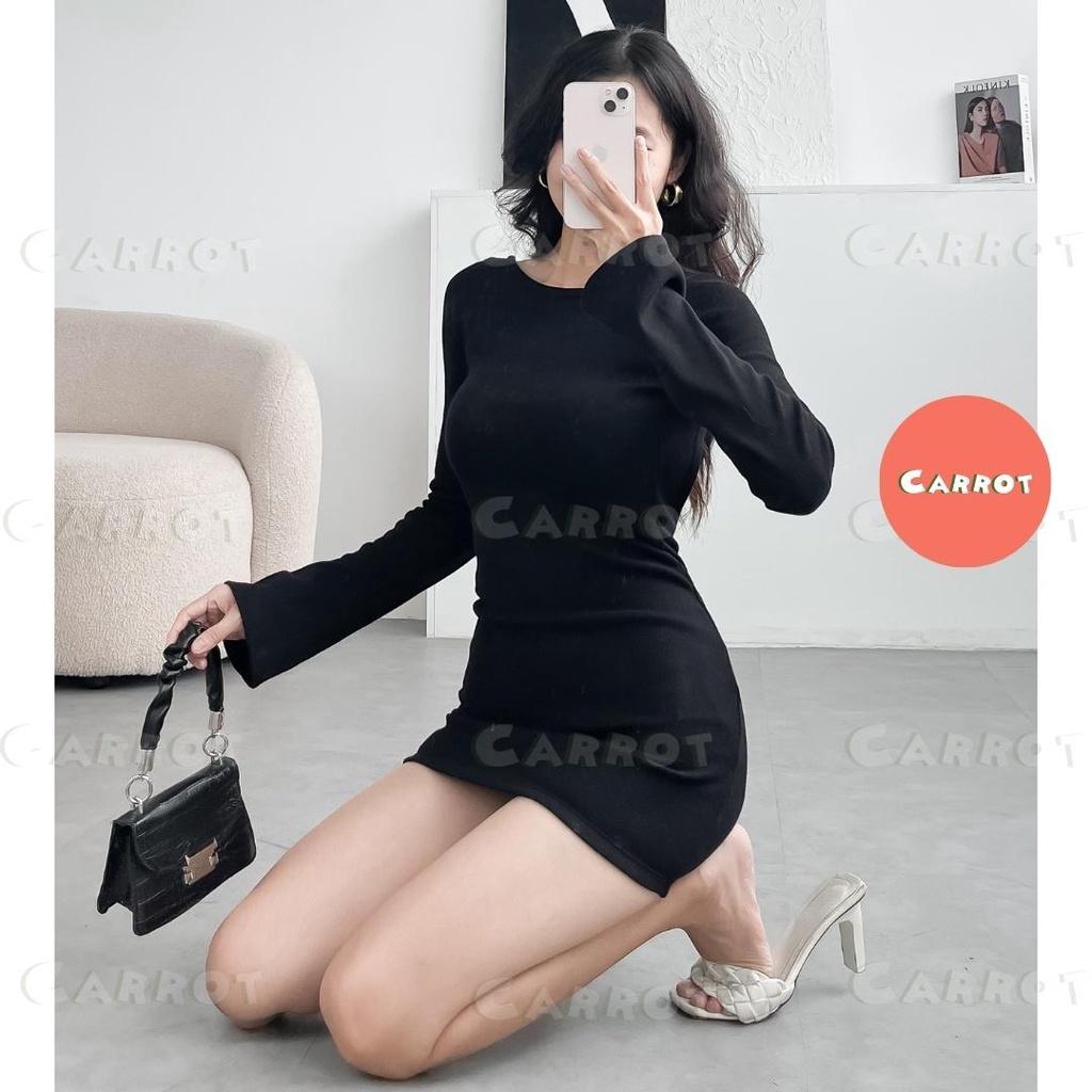 Váy body đầm ôm body nữ ngắn thiết kế tay dài kiểu năng động đường phố hàn quốc sexy đẹp carrotxinhdep hình thật