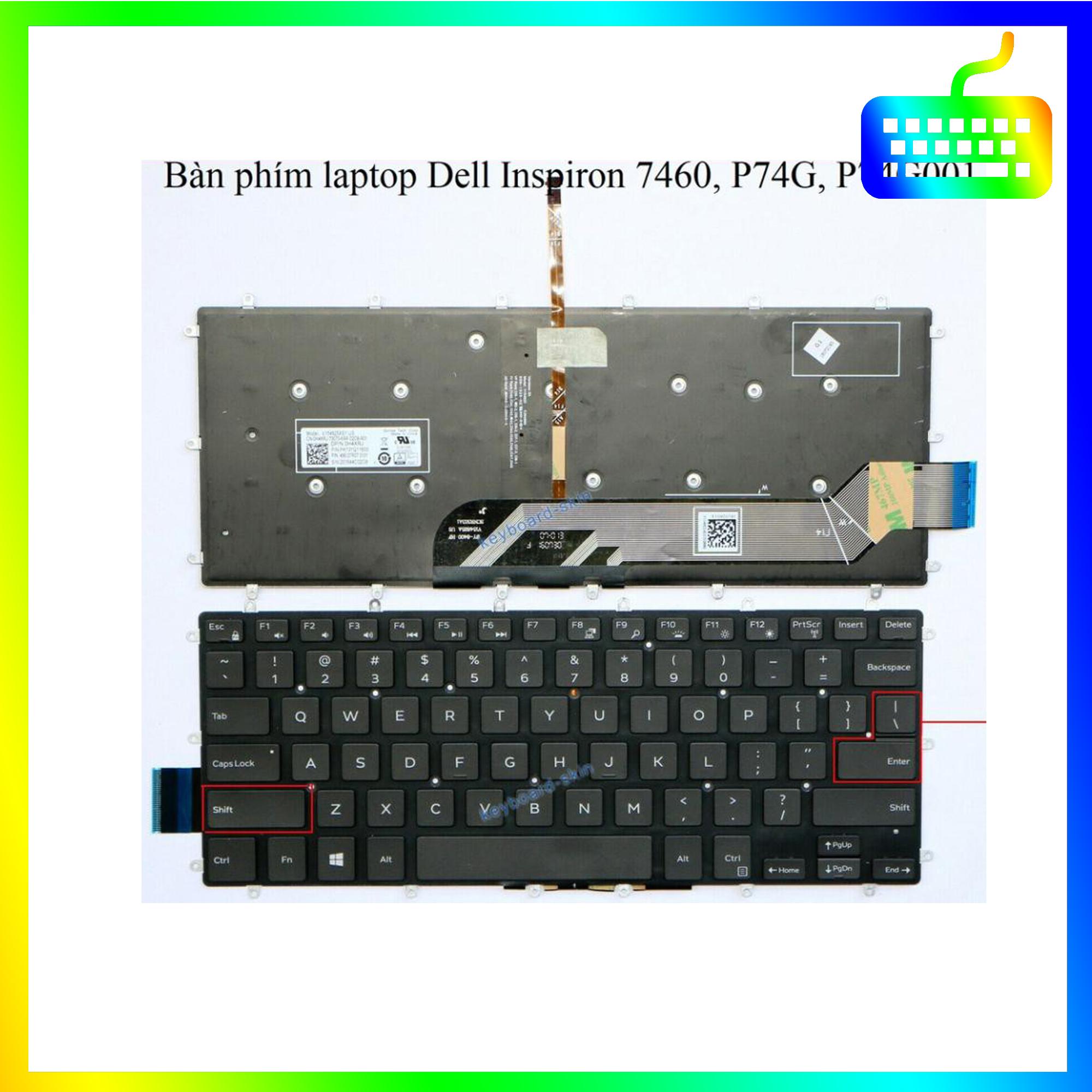 Bàn phím dành cho laptop Dell Inspiron 7460 P74G P74G001 Có Led - Phím Zin - Hàng Chính Hãng