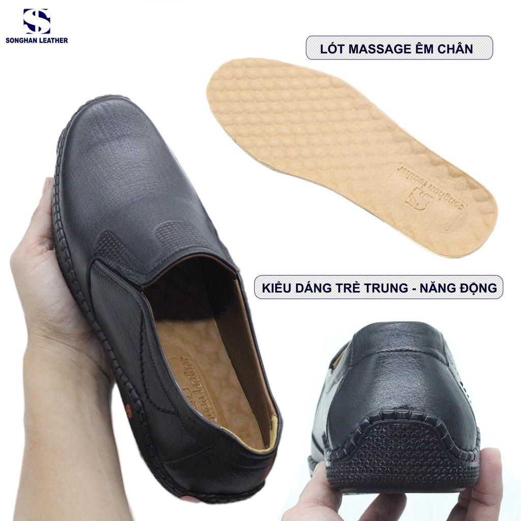 Giày Lười Bệt Nam Da Bò Vân Voi Cao Cấp Songhan Leather SM02. Giày Da Khâu Tay Thủ Công.Bảo Hành 12 Tháng