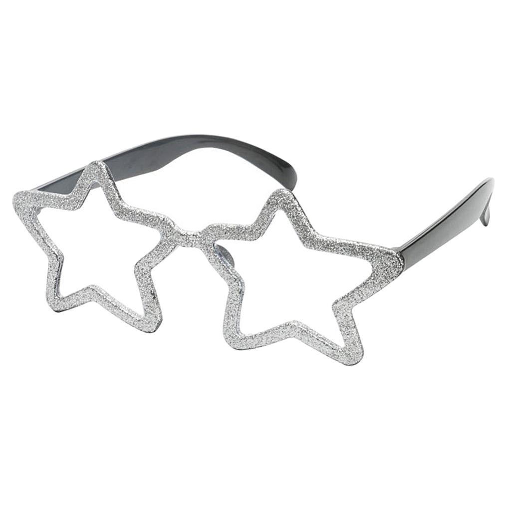 2x Glitter Silver Star Sunglasses – Party Favors, Novelty Shades, Funny Party Toys - Children Adult