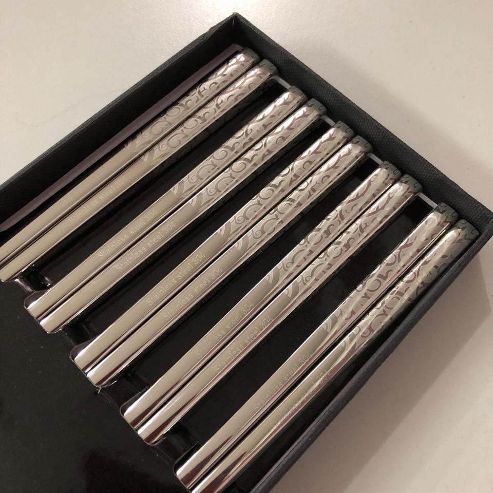 Set 5 đôi đũa Inox đặc ruột nội địa Nhật bản,