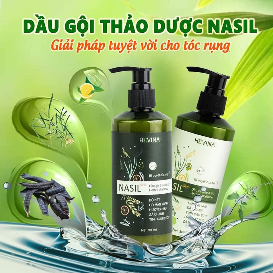 Dầu gội thảo dược NASIL bưởi HEVINA hết rụng tóc, dưỡng tóc cho tóc mọc nhanh, dày, mềm mượt, an toàn