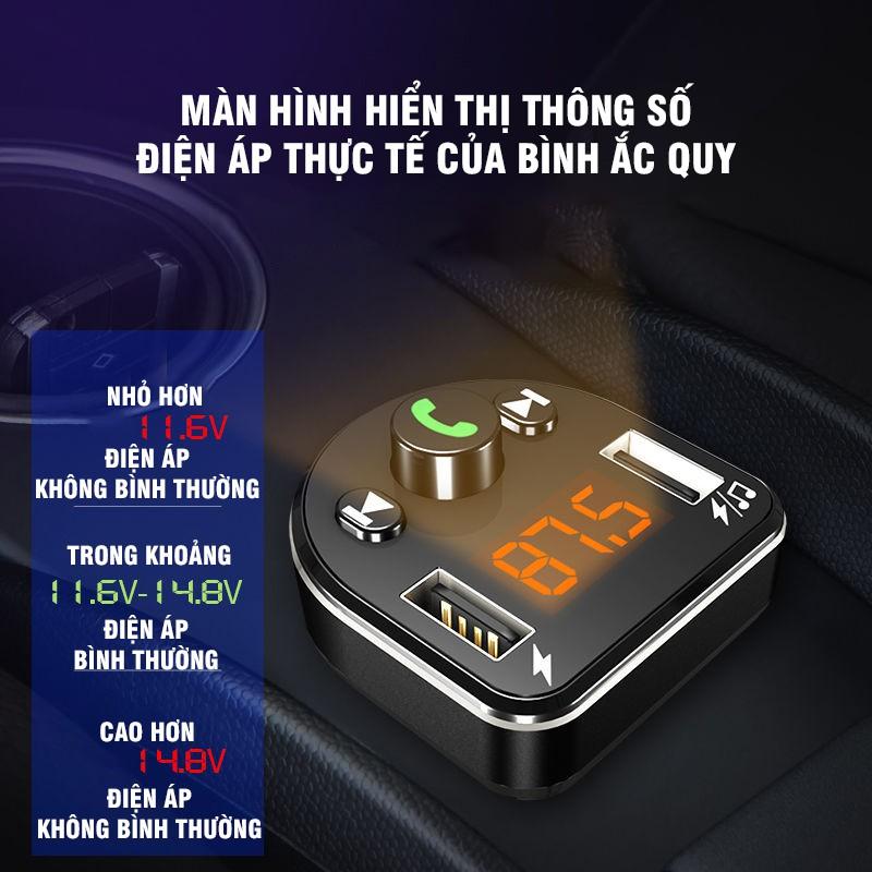 Củ Sạc Nhanh Kiêm Máy Nghe Nhạc Mp3 Đầu USB Bluetooth 5.0 Đa Năng Chất Lượng Cao Cho Xe Hơi