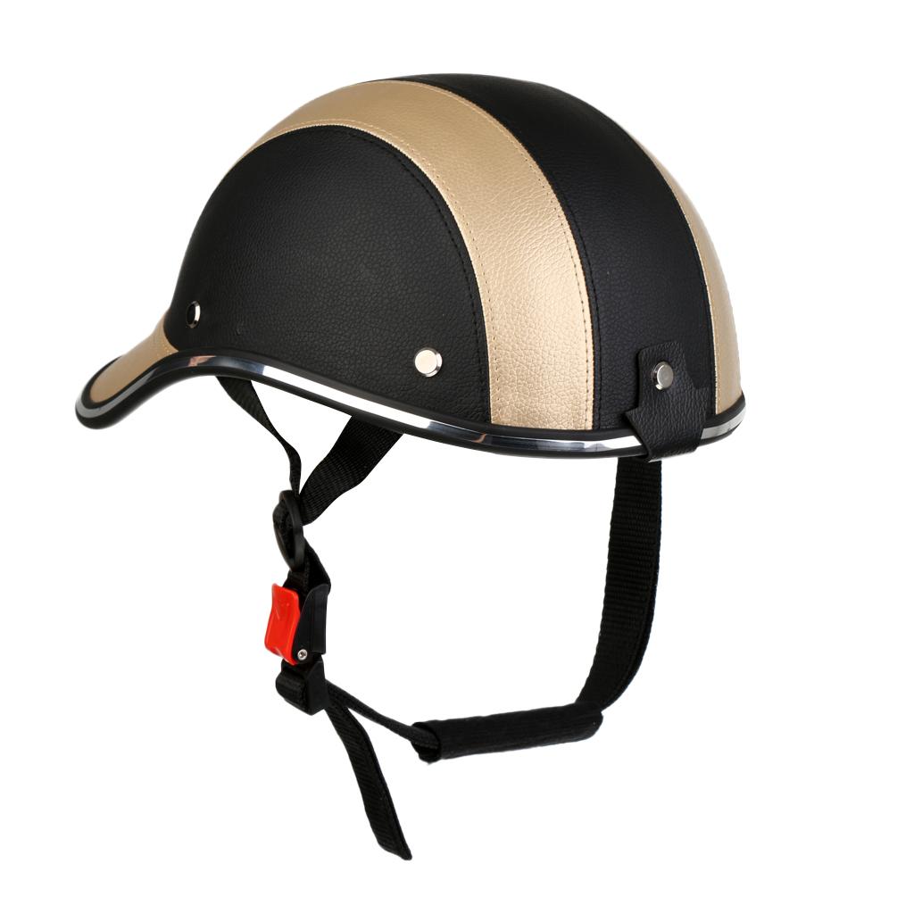 3x Baseball Cap Style Motorcycle Bike Helmet Safe Hat Visor Red Golden Blue