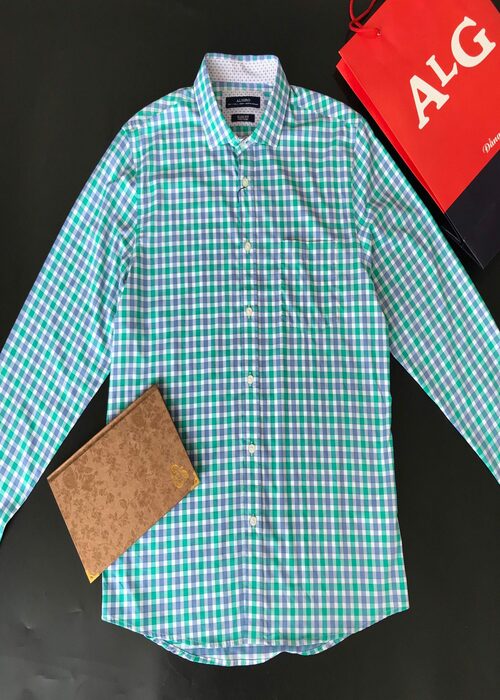ÁO SƠ MI KẺ DÀI TAY DÁNG SLIMFIT MÃ ALGS187