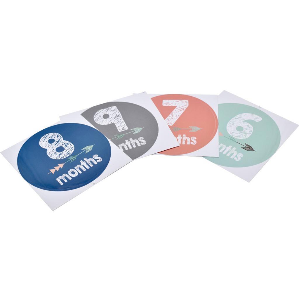 1-12 Months Baby Milestone Month Animal Stickers Baby Boys Girls Photo Props