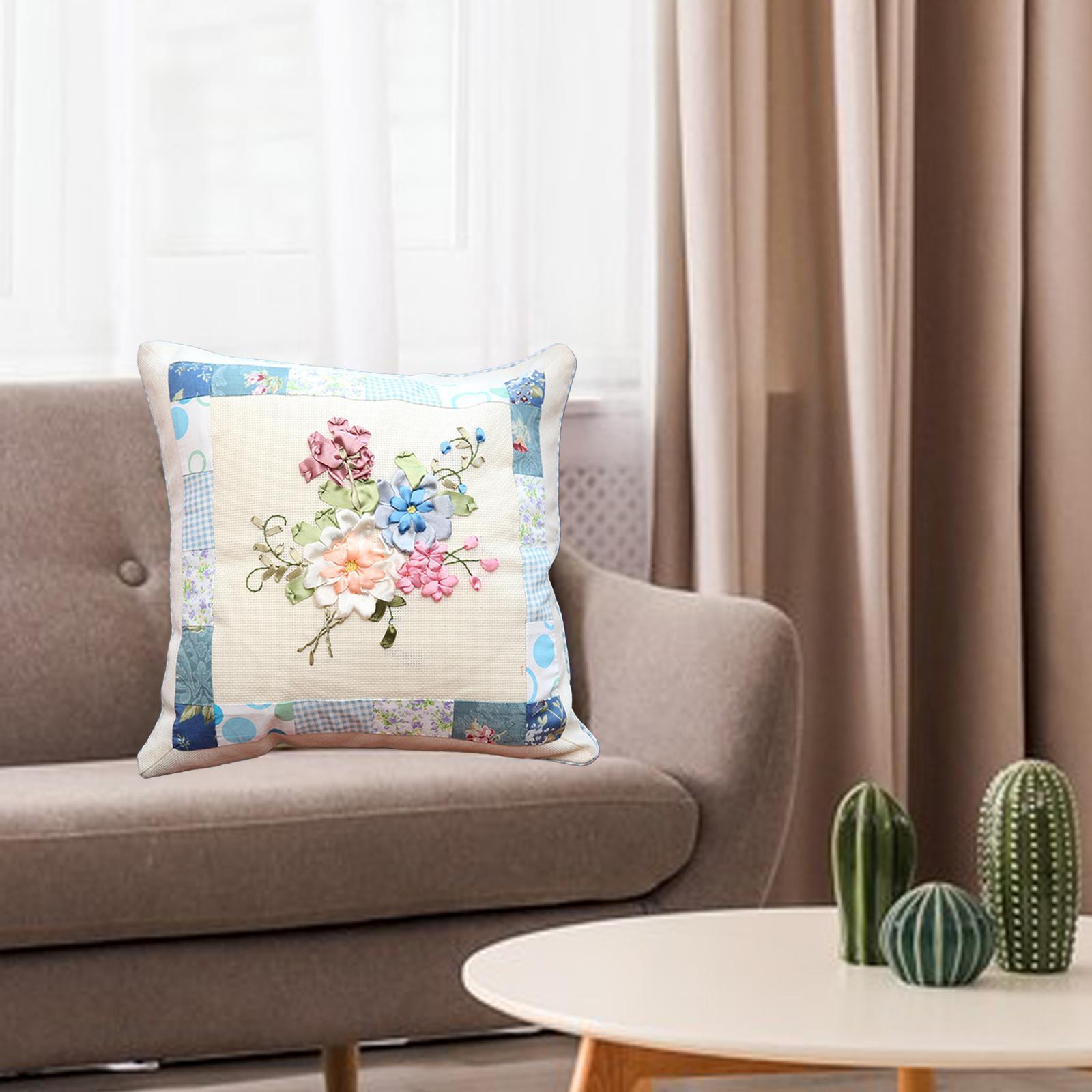 Embroidery Pillow Covers Sewing Craft Floral Pattern for Wedding Bedroom