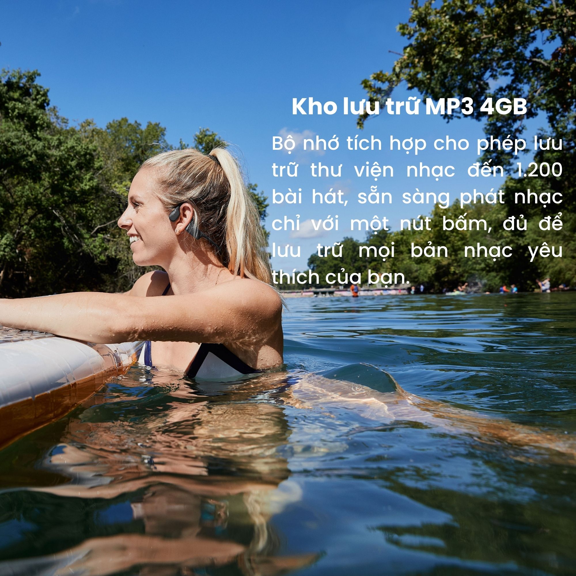 Tai Nghe Thể Thao Bơi Lội SHOKZ OPENSWIM - Truyền âm thanh qua xương Chống nước IP68 - Dung lượng lưu trữ 4GB cho 1200 bài hát - Hàng Chính Hãng