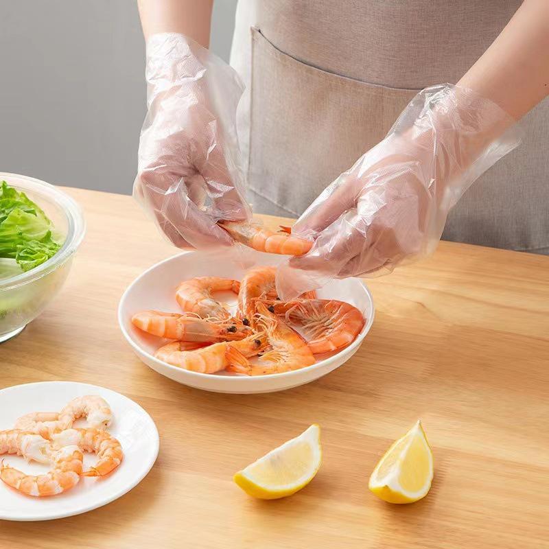 Găng tay dùng một lần chế biến thực phẩm dày trong suốt babo