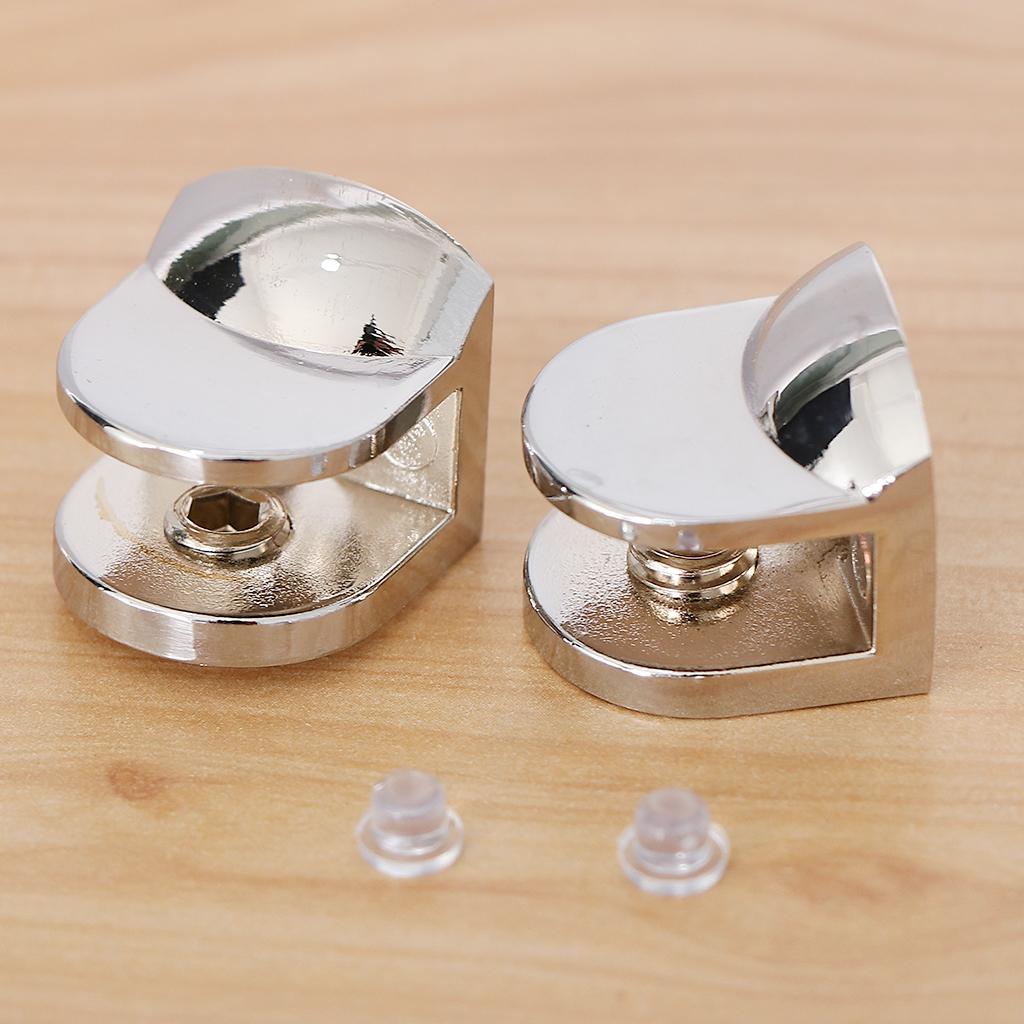 2pcs Fish Mouth Shape Adjustable Glass Clamp Shelf Support Brackets for Bathroom Office Seat Isolation