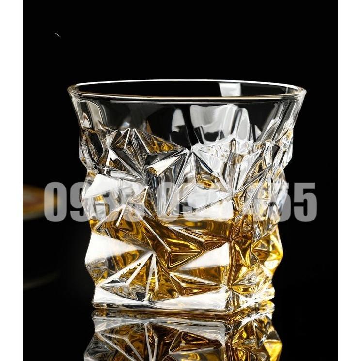 Bộ 6 Ly thủy tinh uống nước cao cấp 300ml, cốc uống whisky Xéo sang trọng