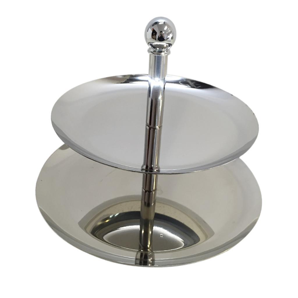 2 Tier Stainless Steel Cake Stand Fruit Plate Wedding Birthday Party Decor
