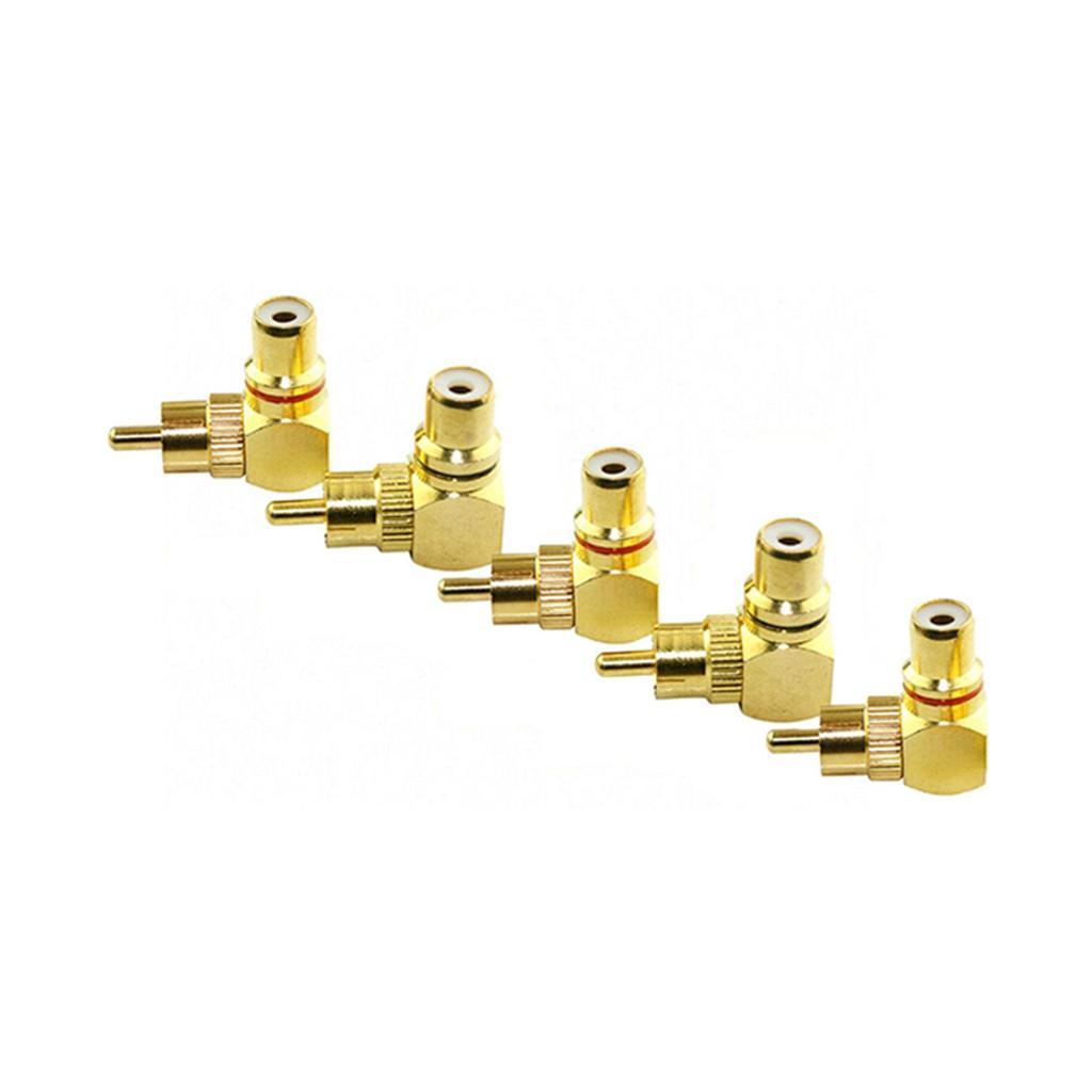 5PCS Right Angle RCA AV Audio Video Cable Adapter Connector Male To Female