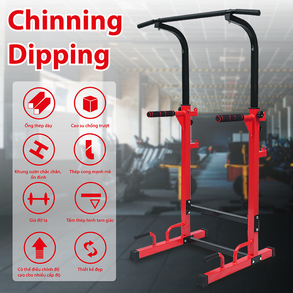 BG Bộ xà đơn, xà kép đa năng cao cấp CHINNING DIPPING - RED