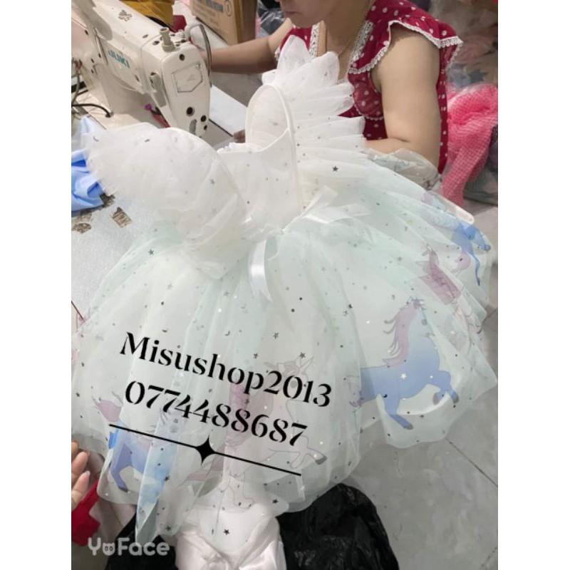 Đầm cao cấp bé gái pony trắng 6kg-24kg