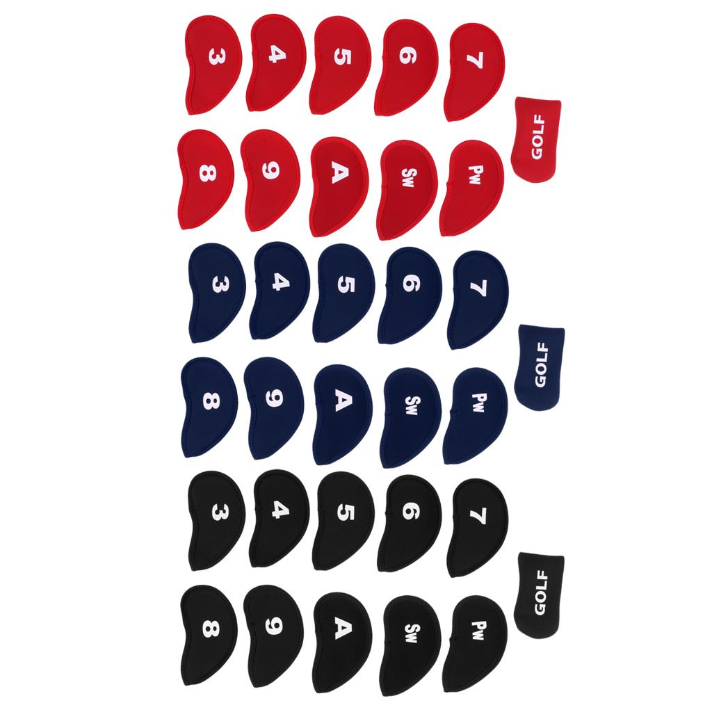 10pcs Neoprene Golf Iron Head Covers+1 Pcs Golf Putter Headcovers Set Red