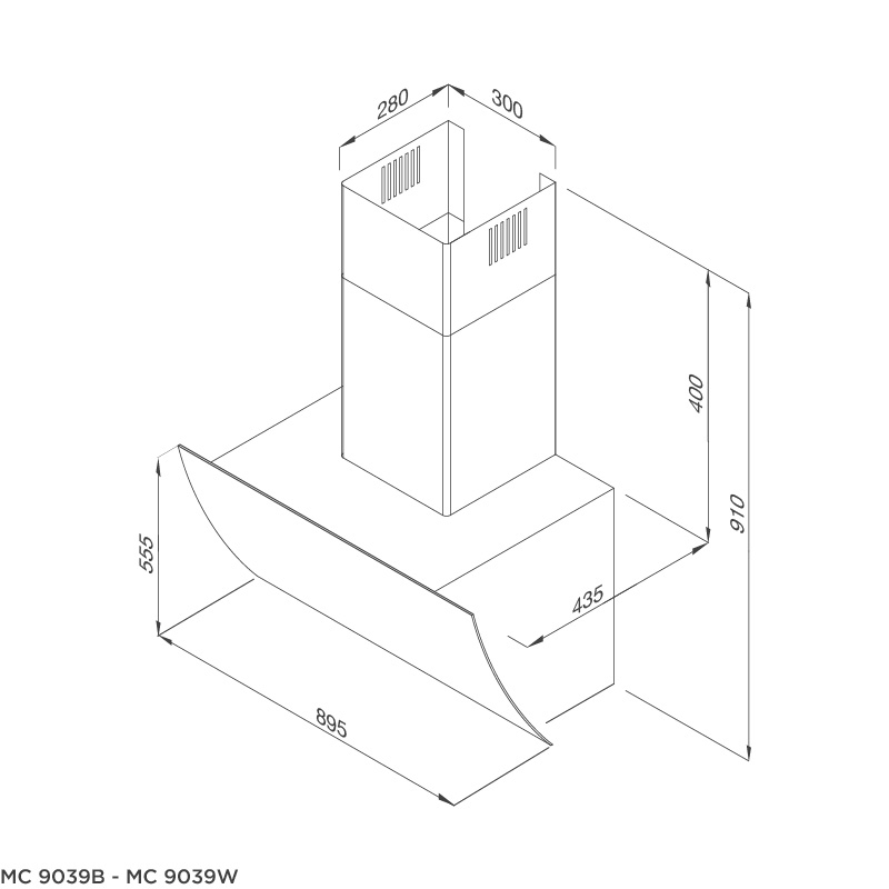 Máy hút khử mùi áp tường MC 9039W - Bộ đồ dùng nhà bếp 5 món MJA-1495 + Chảo không dính SA-02 - Hàng chính hãng