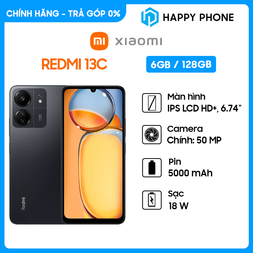 Điện thoại Xiaomi Redmi 13C (6GB/128GB) - Hàng chính hãng - Đã kích hoạt bảo hành điện tử