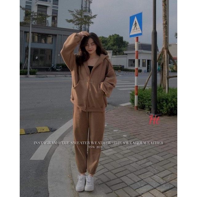 Bộ nỉ cổ khoá Cotton trơn H2B