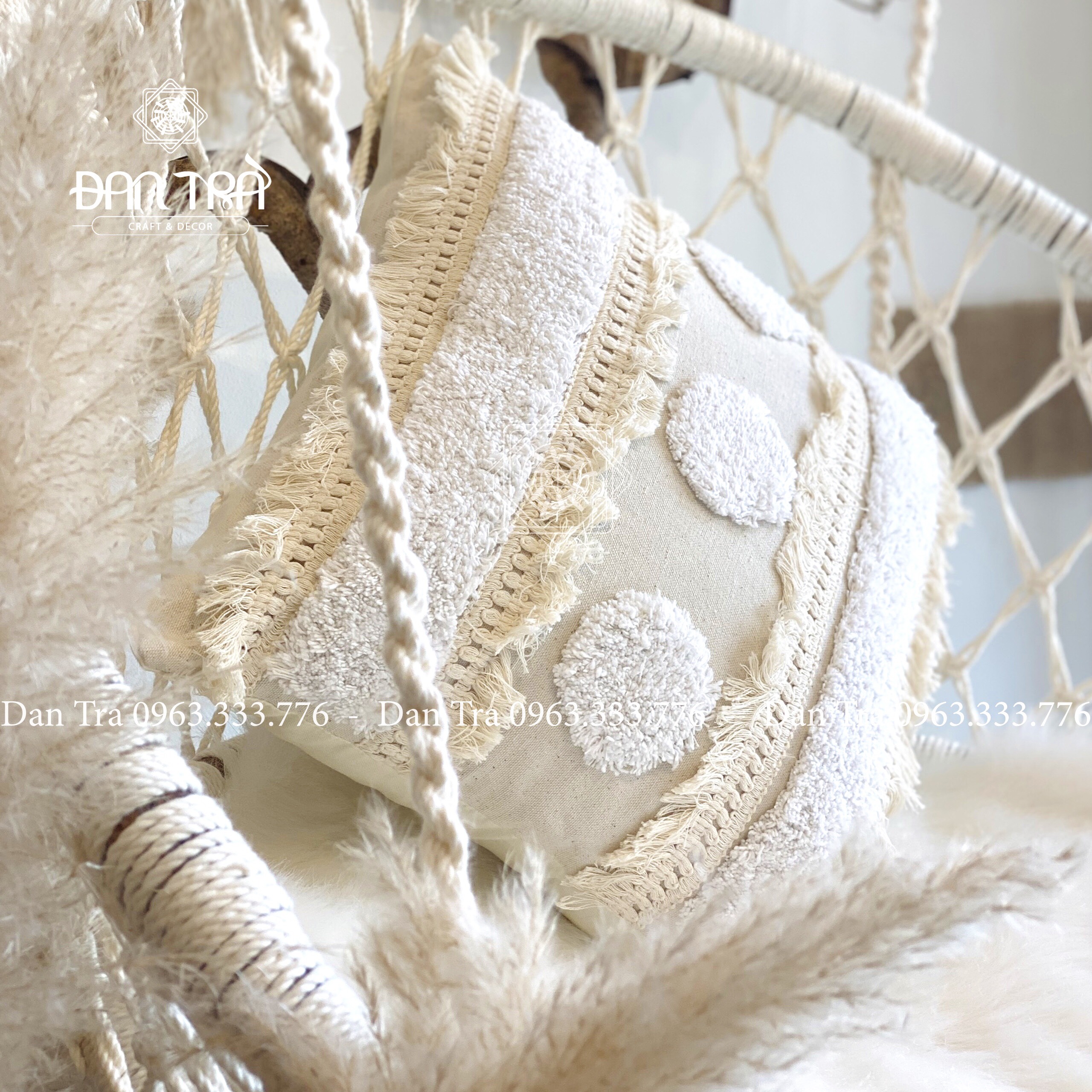 [ Hàng Thủ Công ] Xích Đu Vòng Mây Đan Macrame - Nội Thất Mây Tre Đan