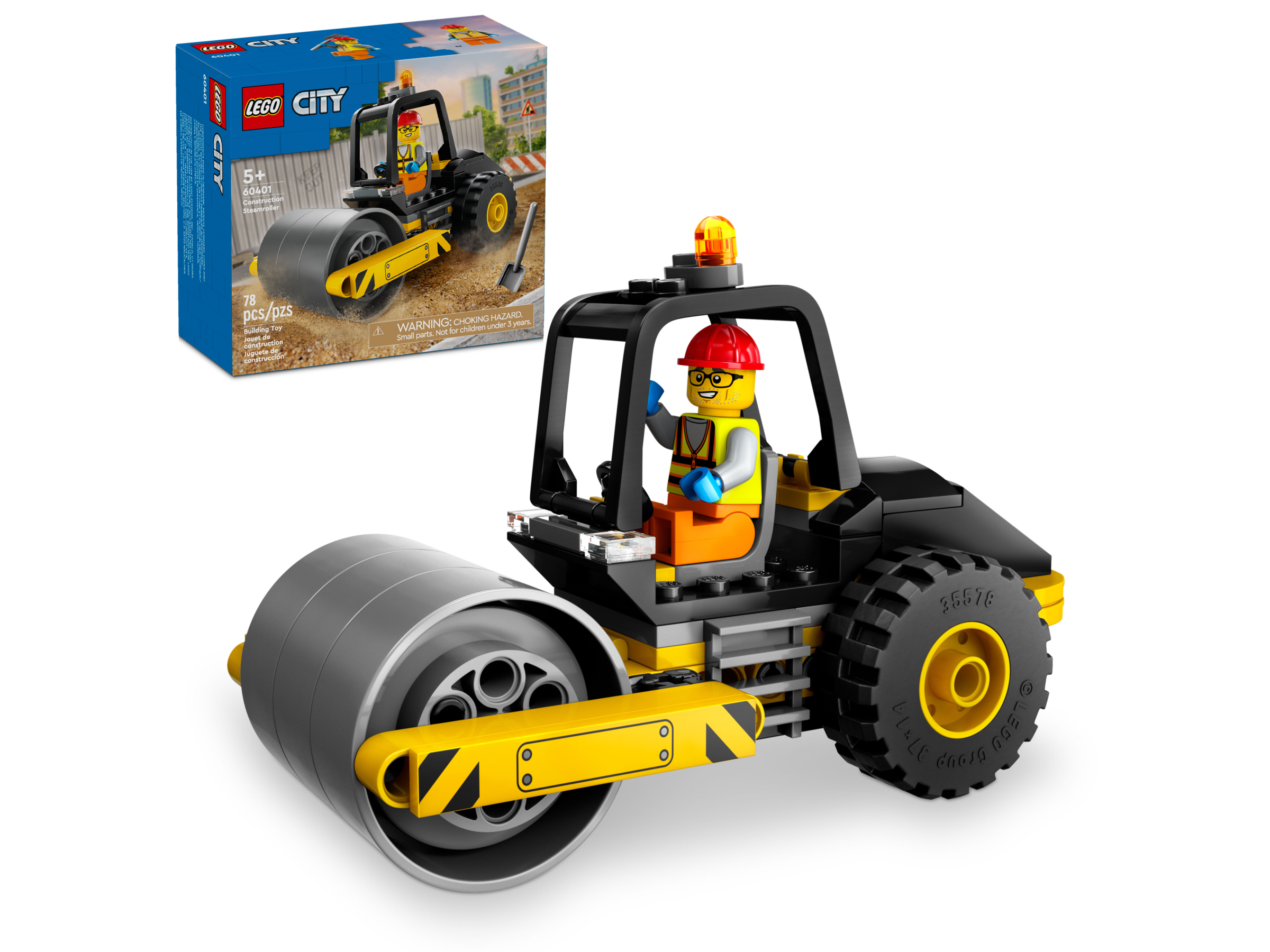 Đồ Chơi Lắp Ráp Xe Lu Công Trình - Construction Steamroller - Lego City 60401 (78 Mảnh Ghép)