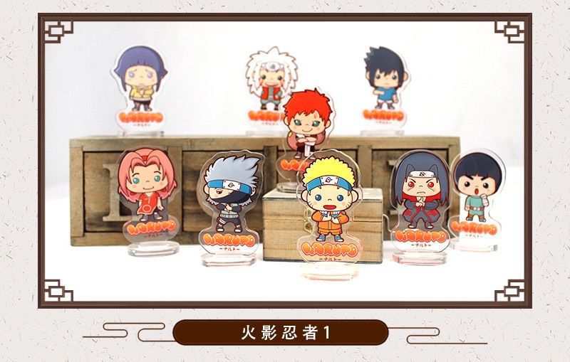 Bộ 9 mô hình Standee Naruto, tượng để bàn hình chibi