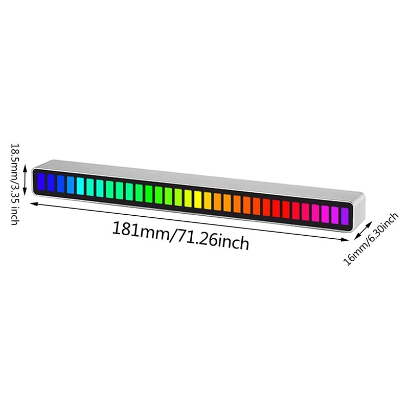 Thanh Đèn LED RGB Cảm Ứng Phát Nhạc Theo Nhịp Cảm Biến Âm Thanh Tự Động, Trang Trí Máy Tính, Xe Hơi, Bàn Làm Việc