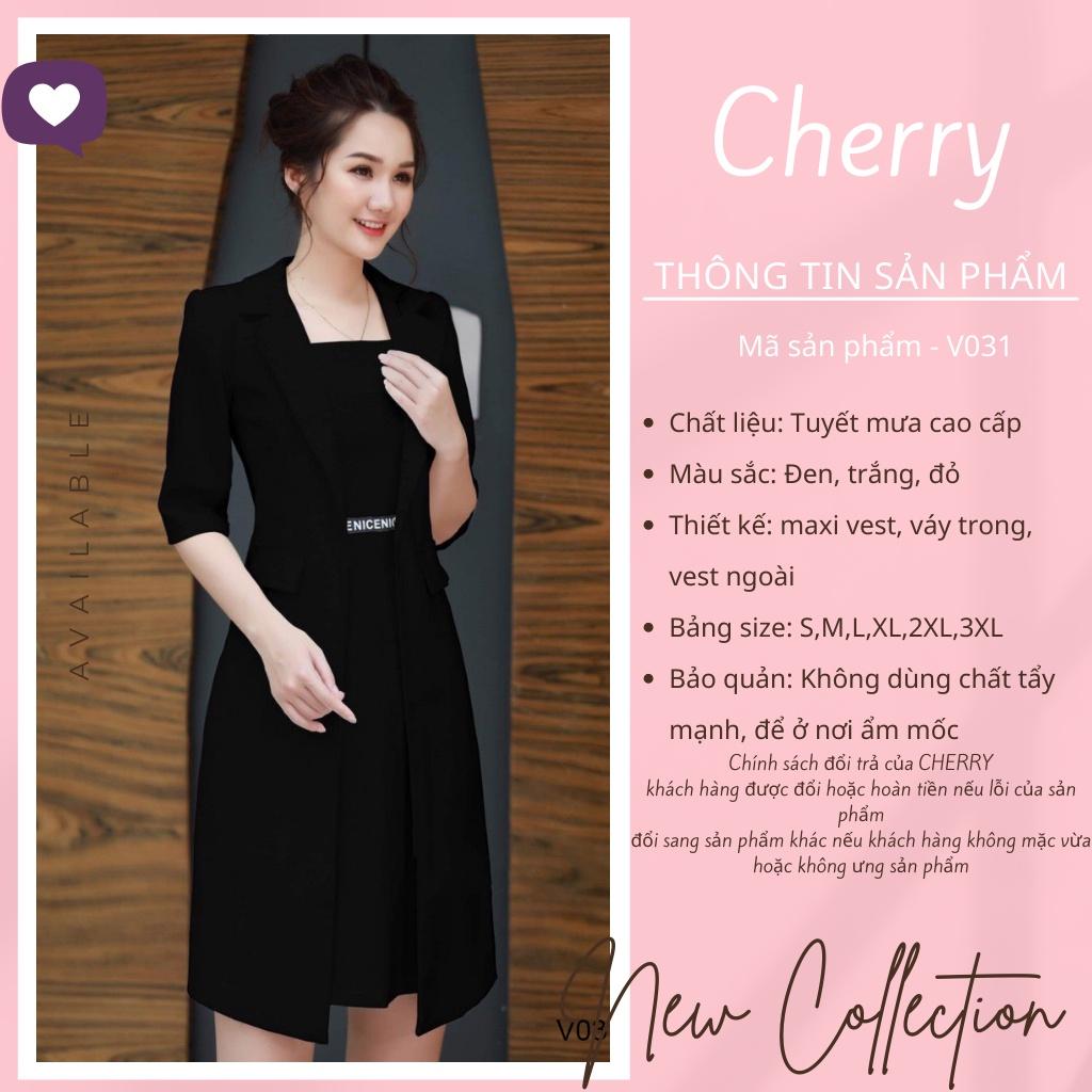 Áo vest nữ công sở dáng maxi dài sang trọng Cherry Store vest blazer hàn quốc ngắn tay V031