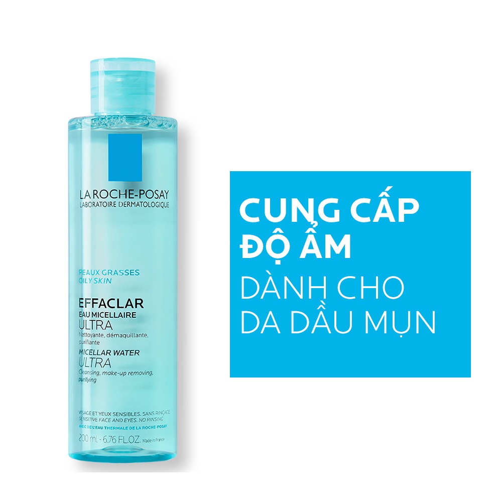 Nước tẩy trang làm sạch sâu cho da nhạy cảm, da dầu La Roche-Posay Micellar Water 200ml