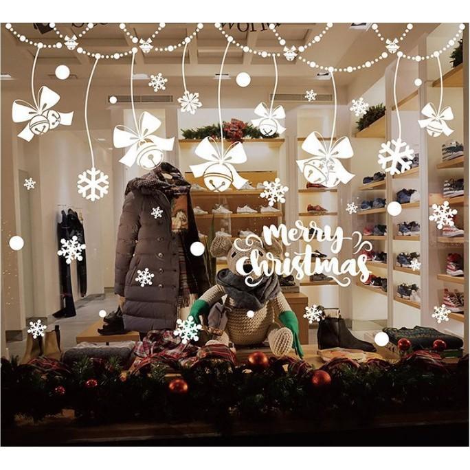 Decal trang trí noel rèm nơ trắng