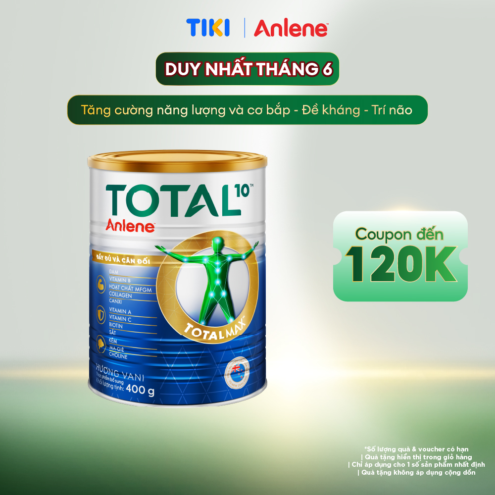 Bao bì mới - Sữa bột bổ sung dinh dưỡng Anlene Total 10 lon 400g
