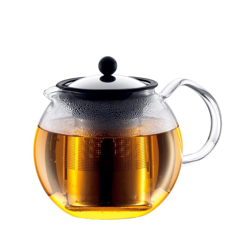 Bình pha trà kiểu Pháp Bodum Assam 1L tay cầm thủy tinh 1801-16, xuất xứ Bồ Đào Nha