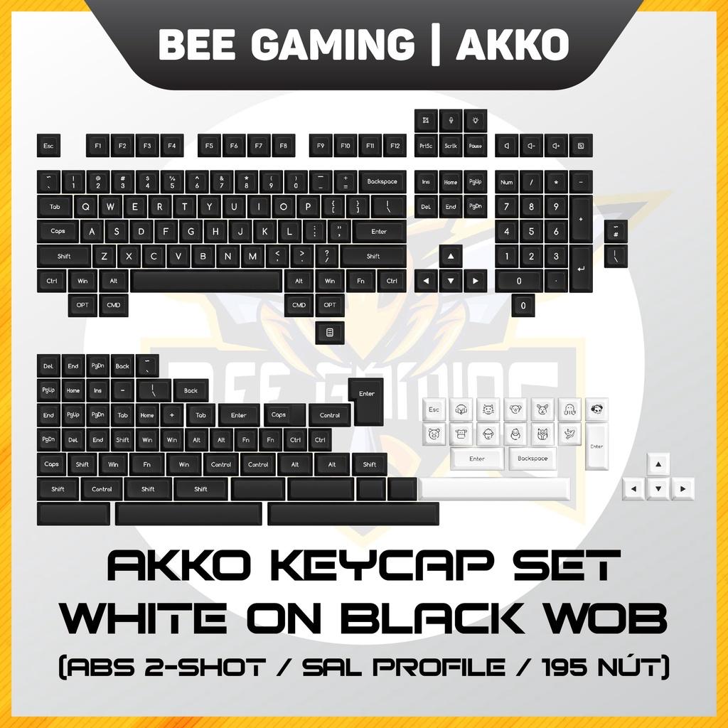 Bộ keycap chính hãng AKKO – White on Black WOB (ABS Double-Shot / SAL profile / 195 nút)