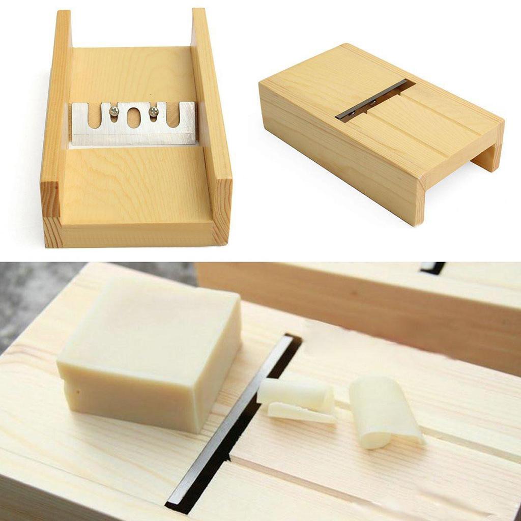 Adjustable Wooden Soap Loaf Cutter Planer + Rectangle Silicone Soap Mould + 2pcs Wavy & Straight DIY Making Loaf Cake Soap Cutter