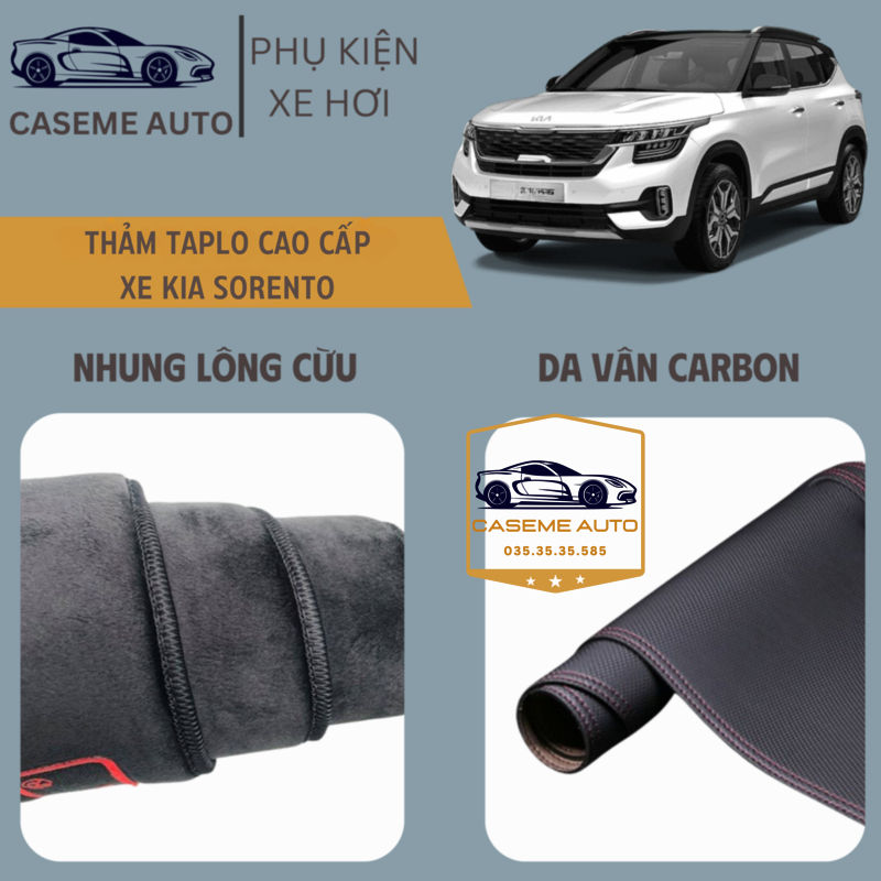 [KIA SORENTO] Thảm Taplo 3 Lớp Dành Cho Xe KIA SORENTO, Nhung Lông Cừu Và Da Vân Carbon Cao Cấp - Hàng Chính Hãng