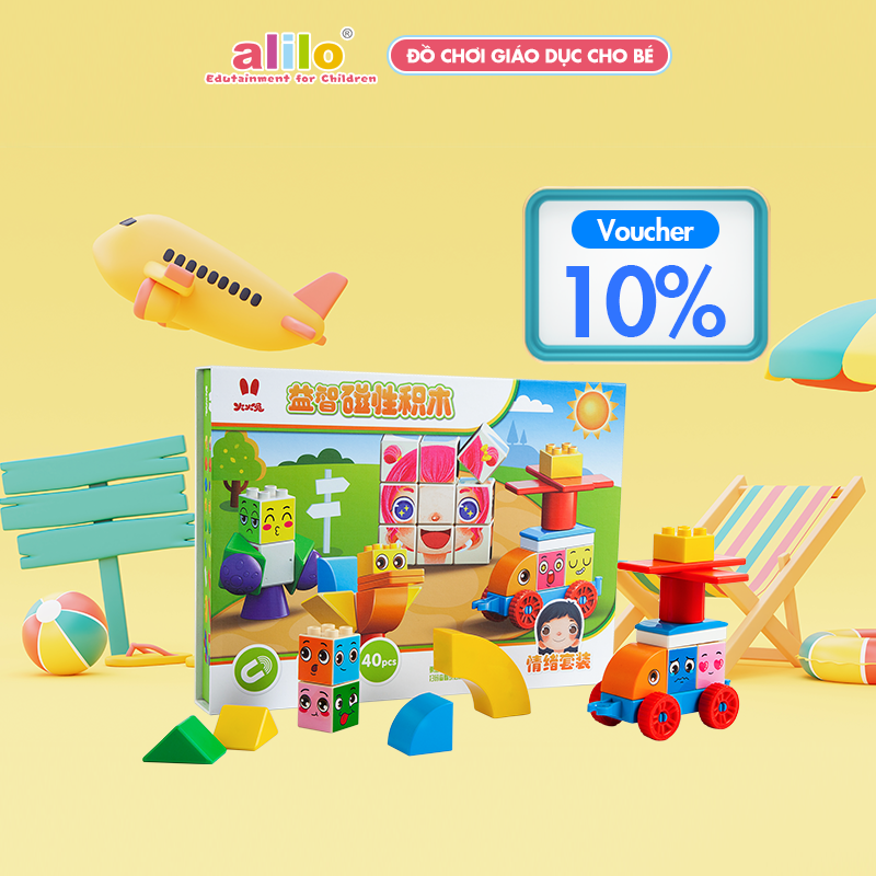 Đồ chơi lắp ráp giáo dục từ tính Logic Alilo Magnetic Building Blocks - Stack & Smile, bộ khối xây dựng từ tính cho trẻ - Hàng chính hãng - An toàn chất lượng quốc tế