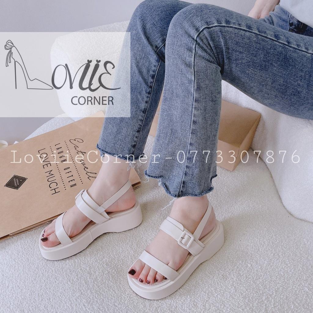 SANDAL XUỒNG LOVIIECORNER - GIÀY THỜI TRANG ĐẾ BẰNG HAI QUAI NGANG PHONG CÁCH NỮ TÍNH S220902