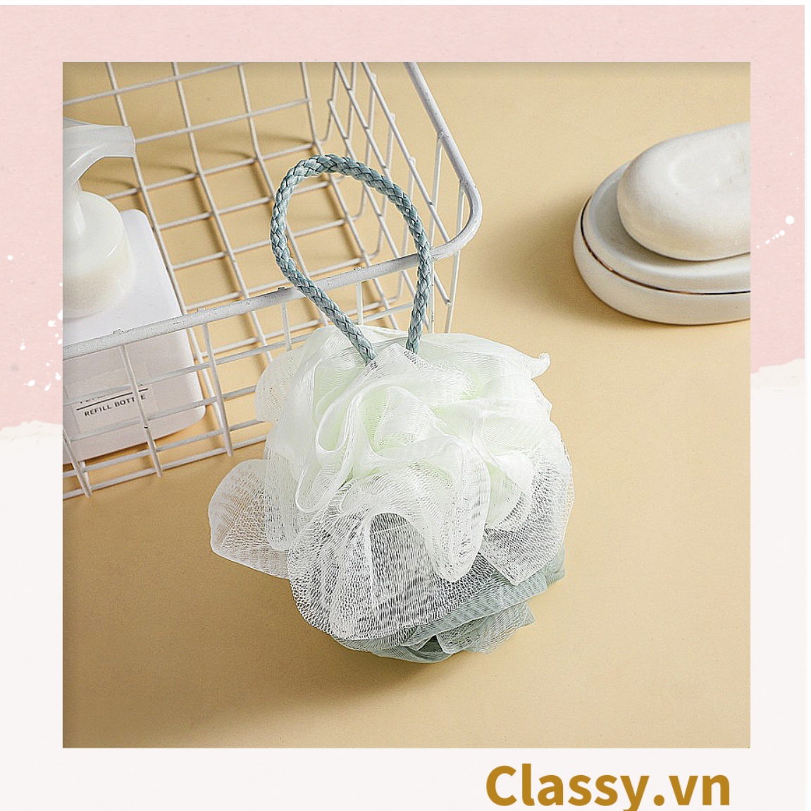 Bông tắm tạo bọt nhà tắm 2 màu kích thước lớn phù hợp vệ sinh cơ thể hàng ngày PK1717