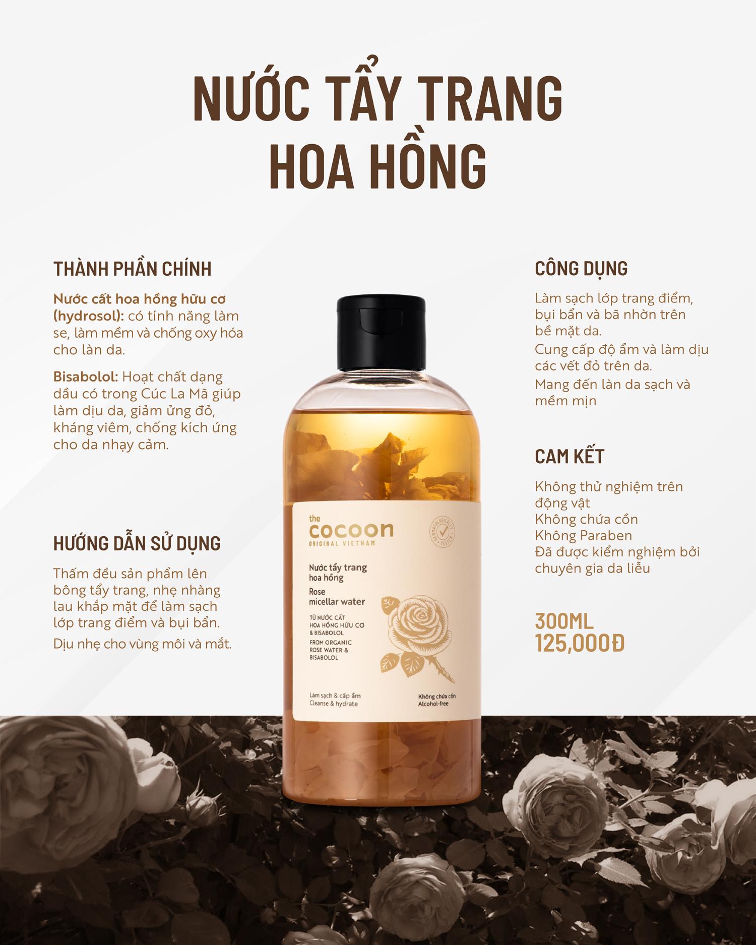 Nước tẩy trang hoa hồng Cocoon Rose Micellar Water 500ml - mỹ phẩm