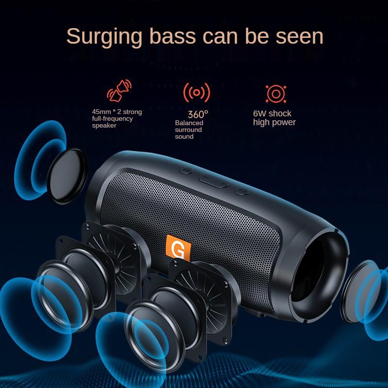 Loa siêu trầm chống nước Loa di động Bluetooth không dây Loa bao quanh Thẻ TF Hộp âm thanh Đài phát thanh AUX FM Ổ đĩa flash USB TWS Màu sắc: Loại 1 Màu đỏ
