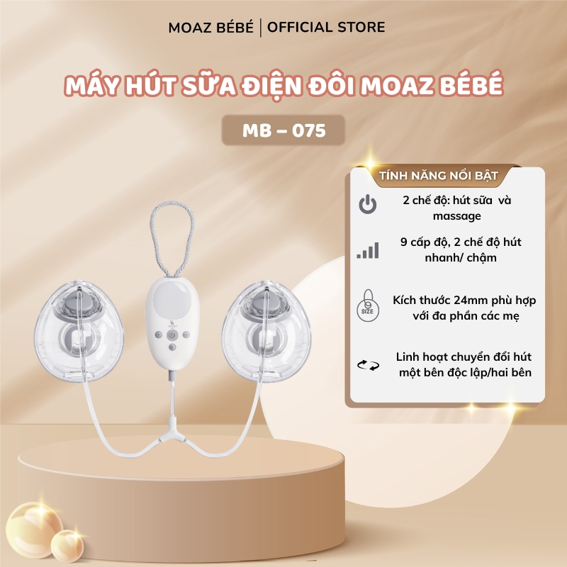 Máy hút sữa điện đôi Moaz BéBé MB – 075