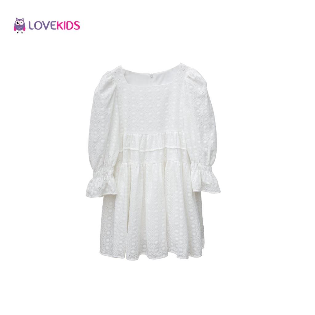 Váy trắng cổ vuông cách điệu - Lovekids