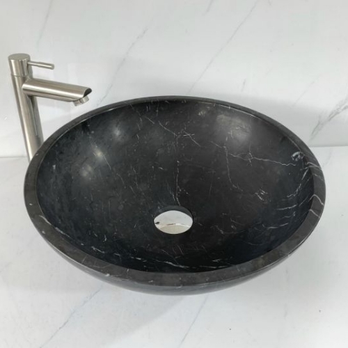 Chậu rửa Lavabo đá tự nhiên - Đánh mờ - Đen Ý - LTM03